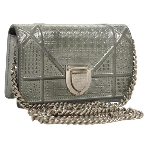 DIOR Chain Diomara Shoulder Bag Enamel Silver - Picture 1 of 16